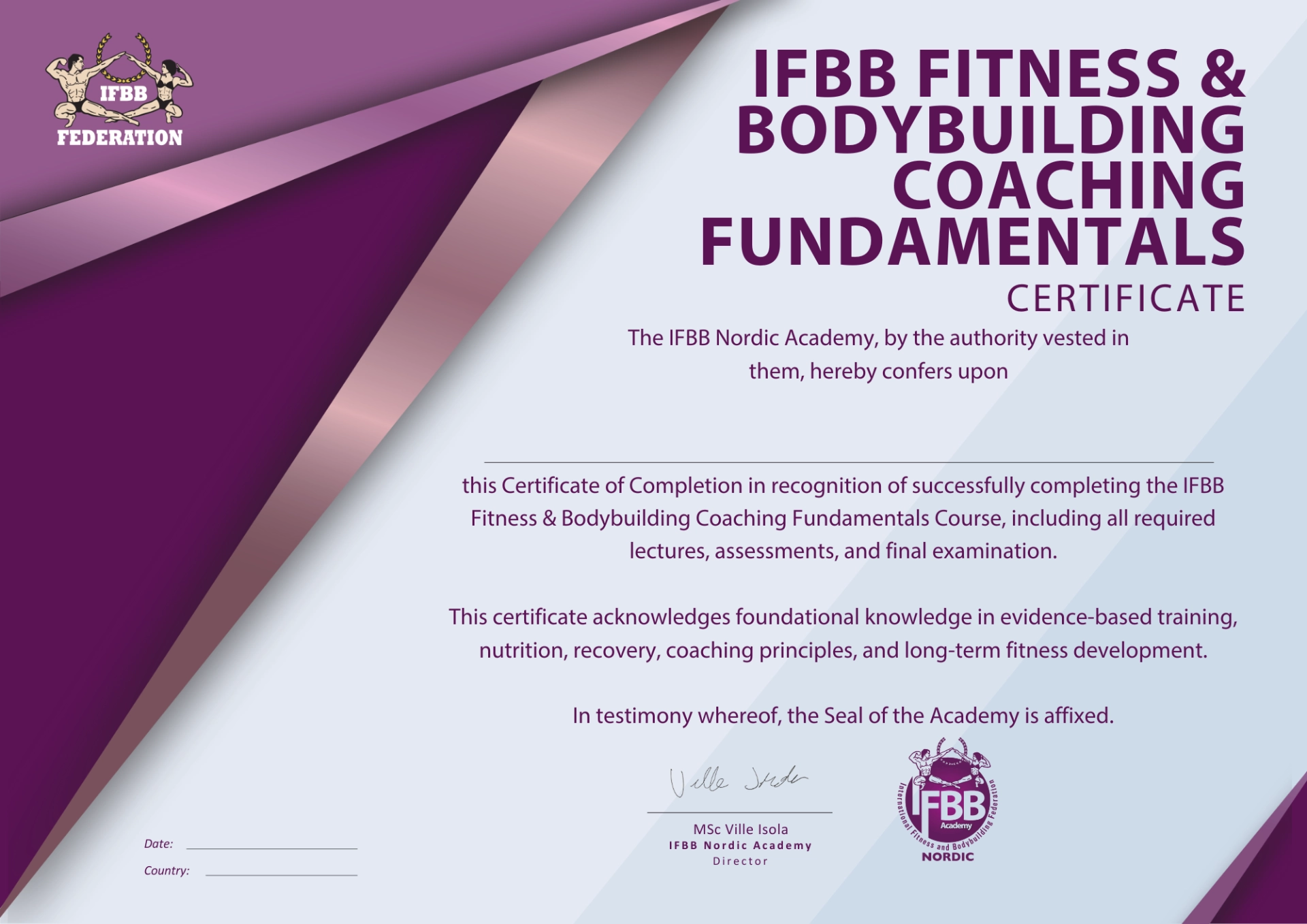 IFBB Fitness and Bodybuilding Coaching Fundamentals Course