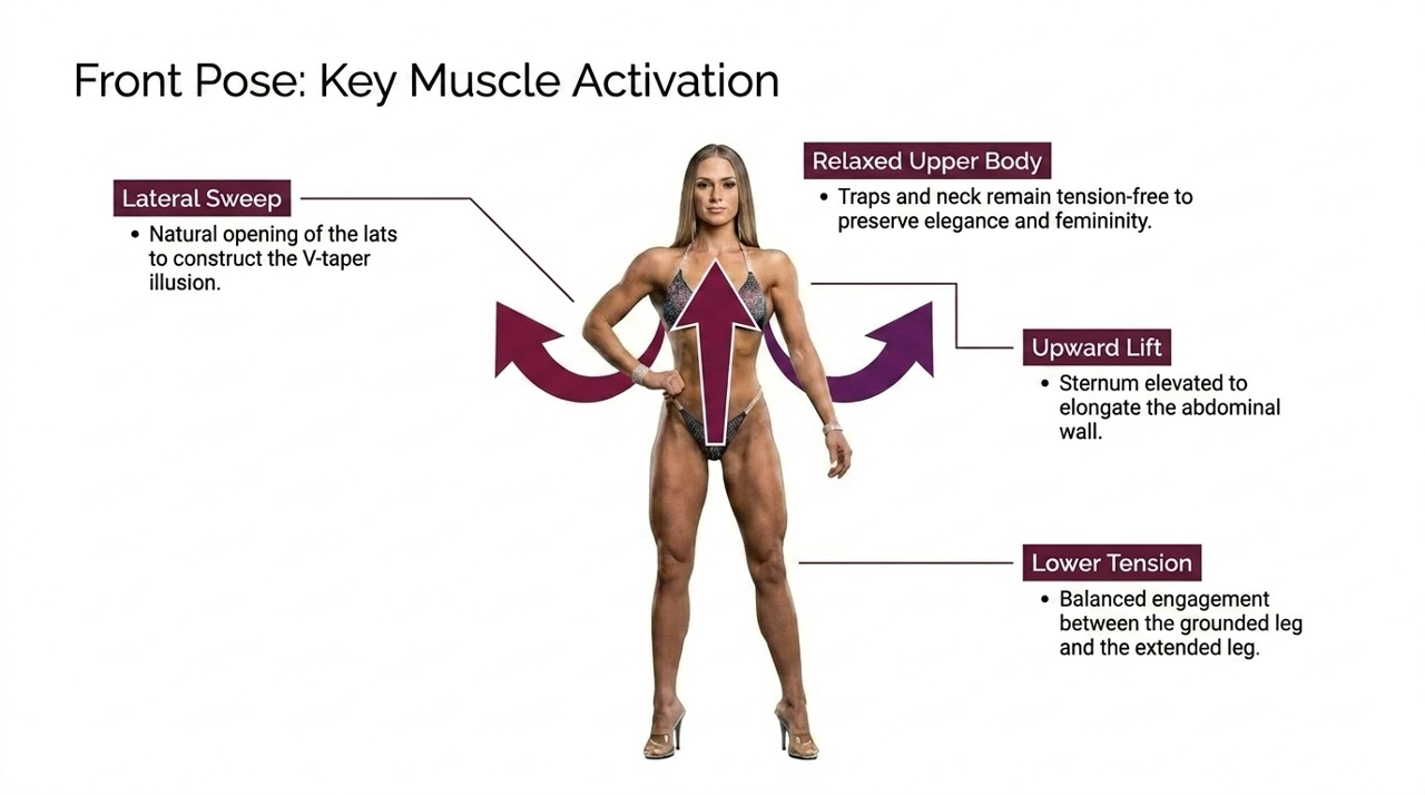 Bikini front pose muscle activation example