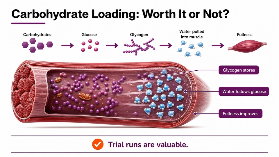 Carbohydrate loading trial run illustration