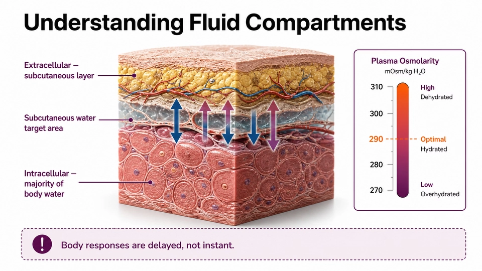 Fluid compartments and water distribution illustration